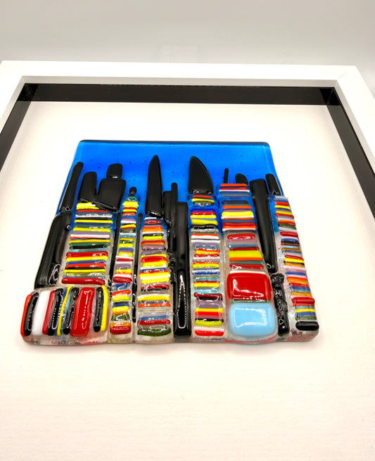 NIGHT SKY STRIPED GLASS WALL ART