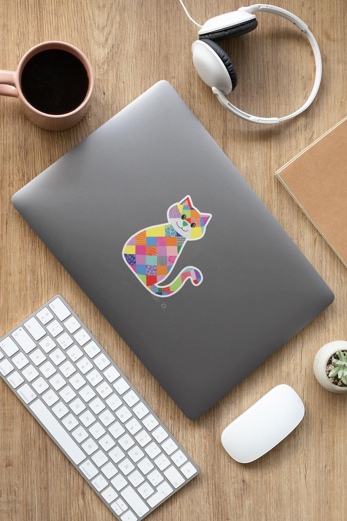 Patchwork Cat SVG PNG JPG | Colorful Cat Clipart