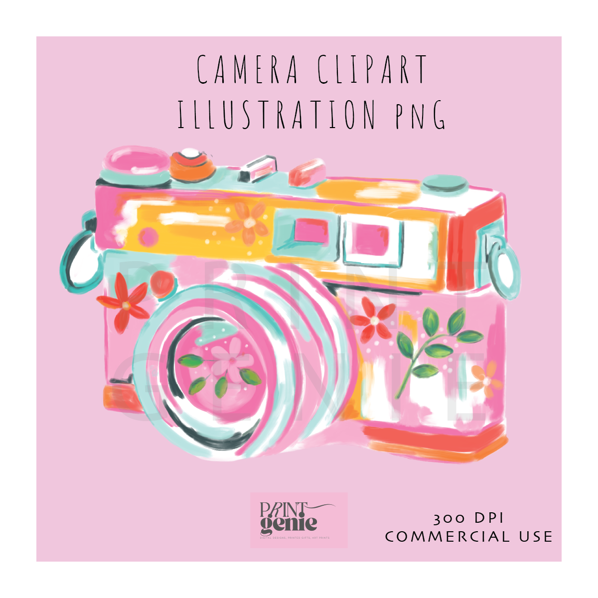 Pink Camera PNG, Floral Camera Clipart, Retro Camera Illustration, Photographer Sublimation Design, Photography Digital Download