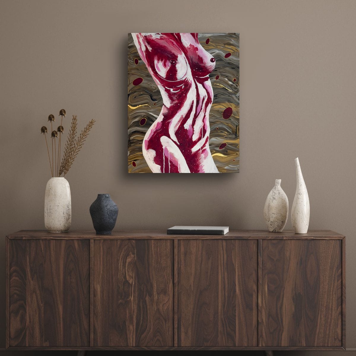 Crimson Form Wall Art Canvas