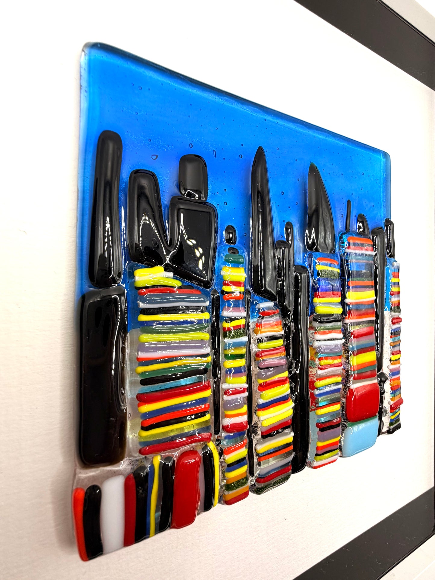 NIGHT SKY STRIPED GLASS WALL ART