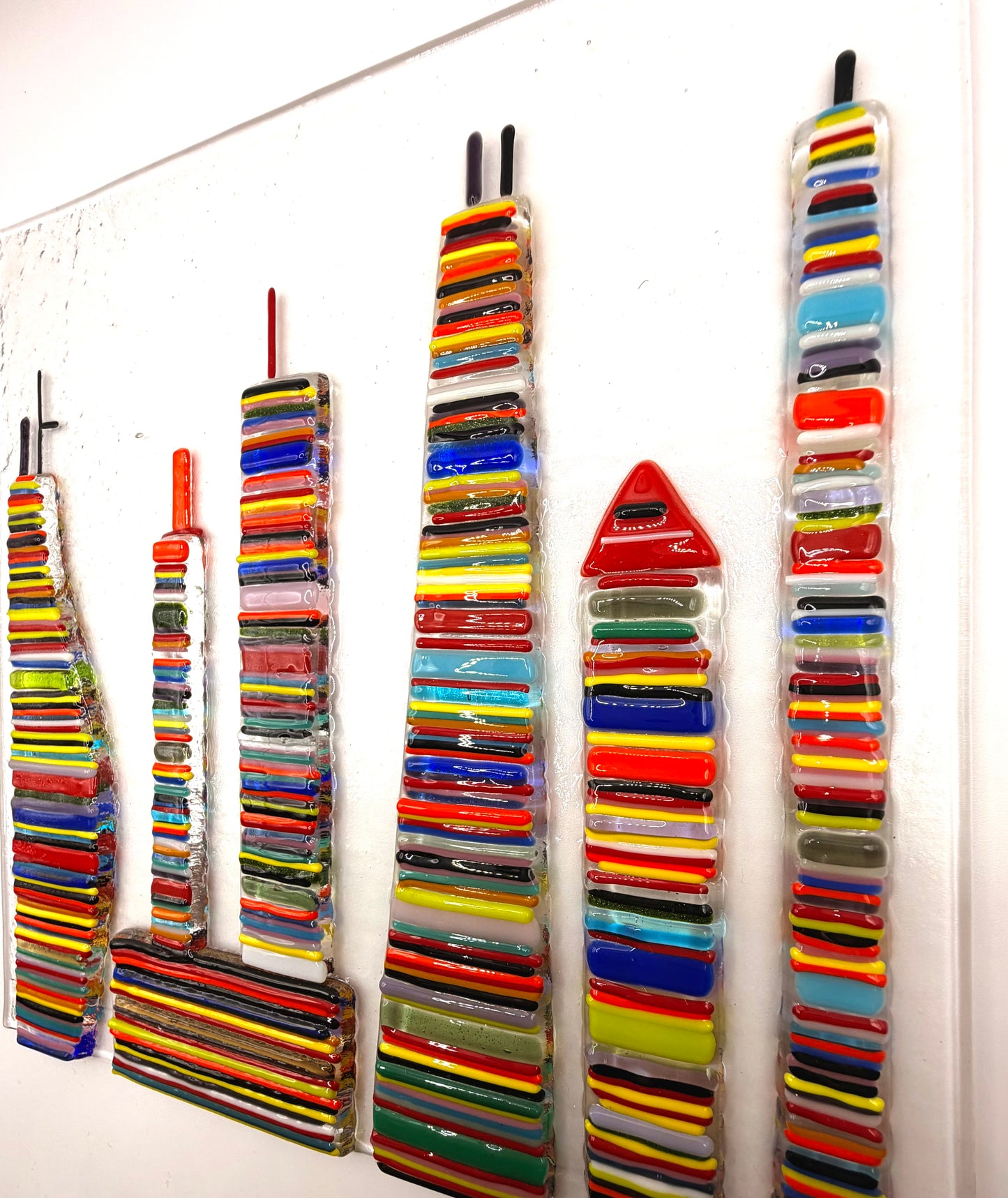 Striped City Glass Art Framed Large