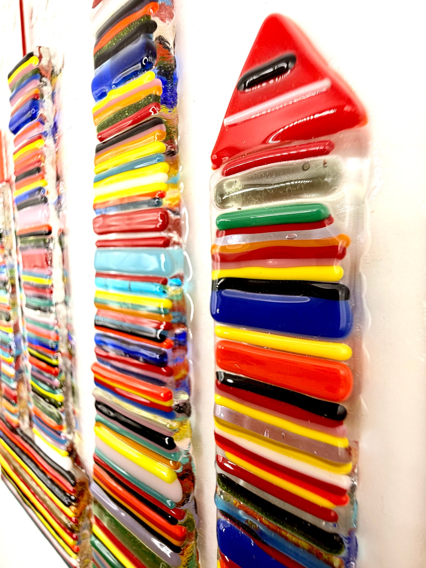 Striped City Glass Art Framed Large