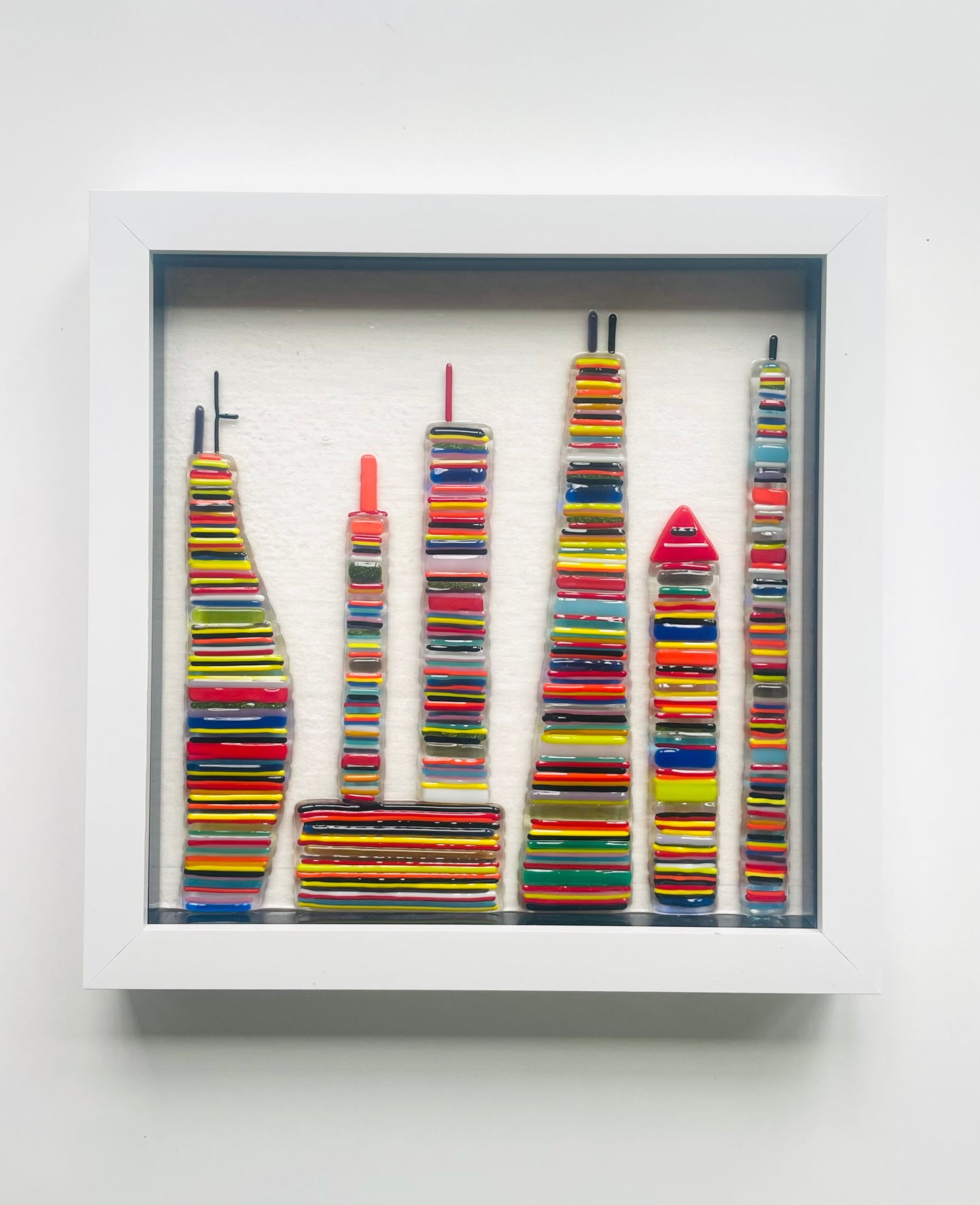 Striped Glass Skyline Framed Wall Art