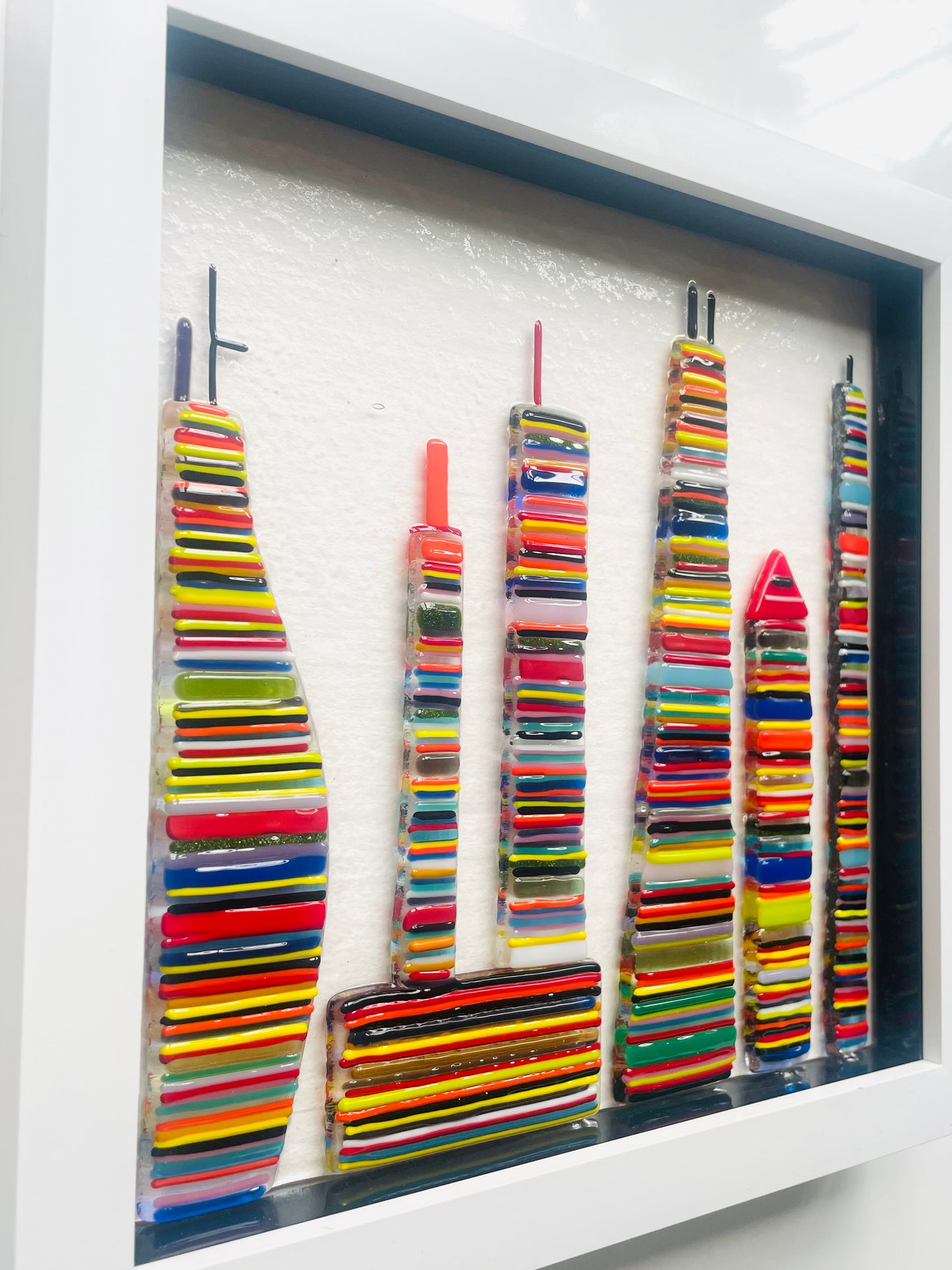 Striped Glass Skyline Framed Wall Art