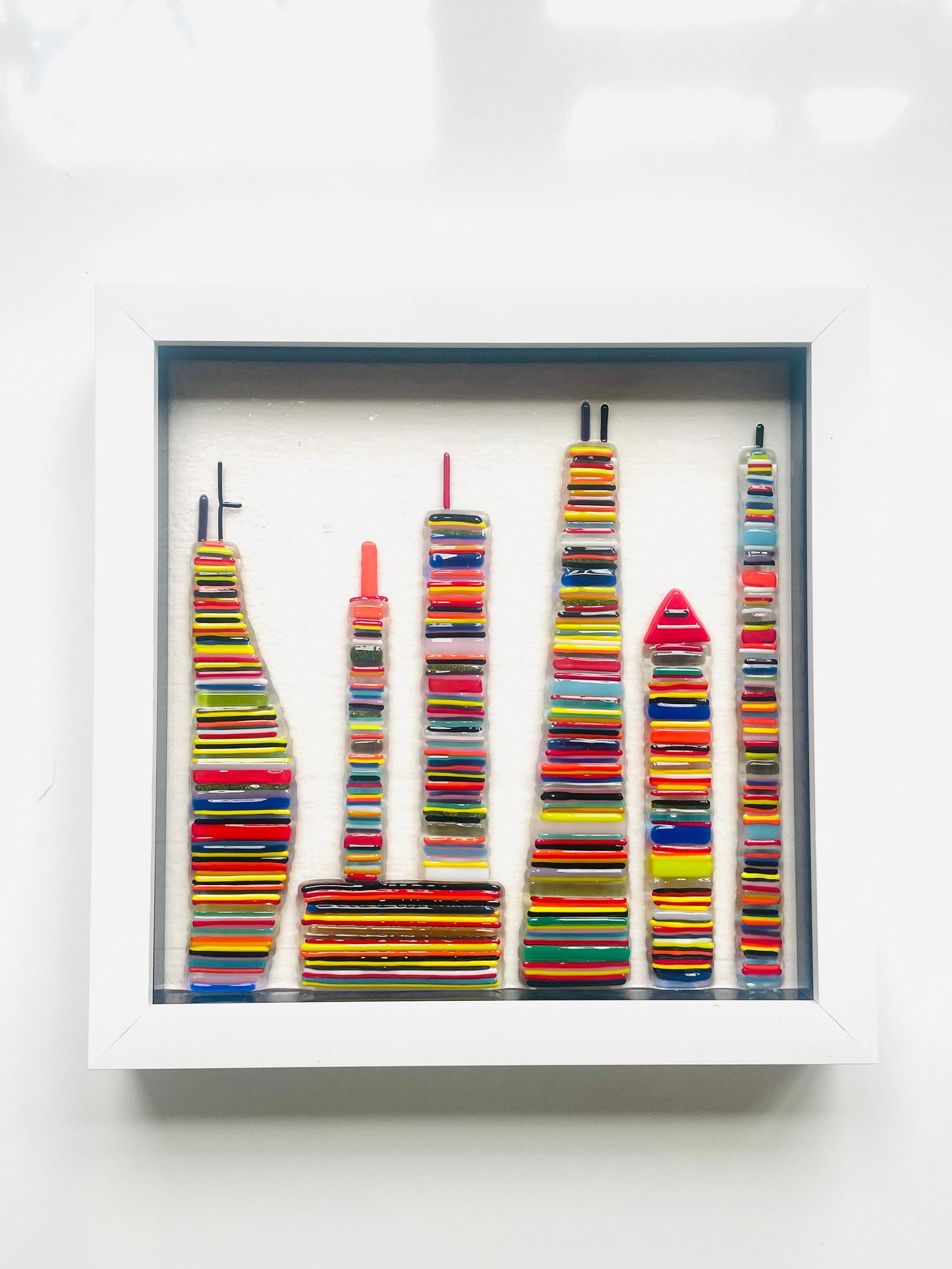 Striped Glass Skyline Framed Wall Art