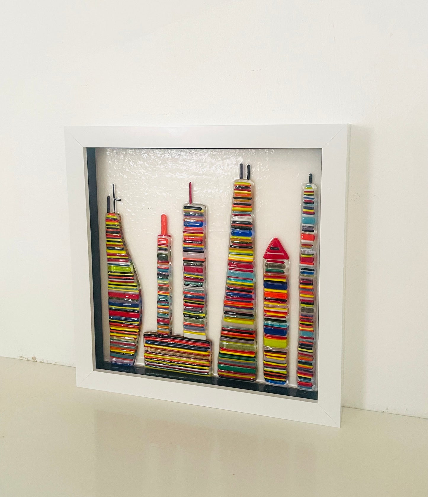 Striped Glass Skyline Framed Wall Art