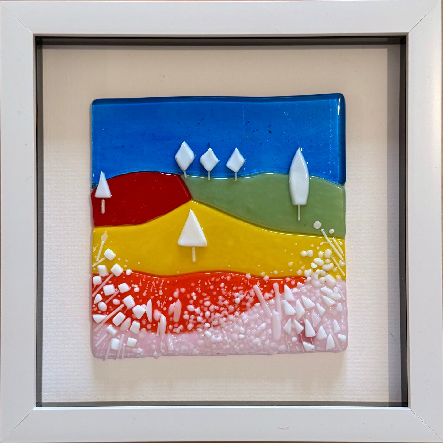 Sunset Quilt Glass Landscape Framed Art