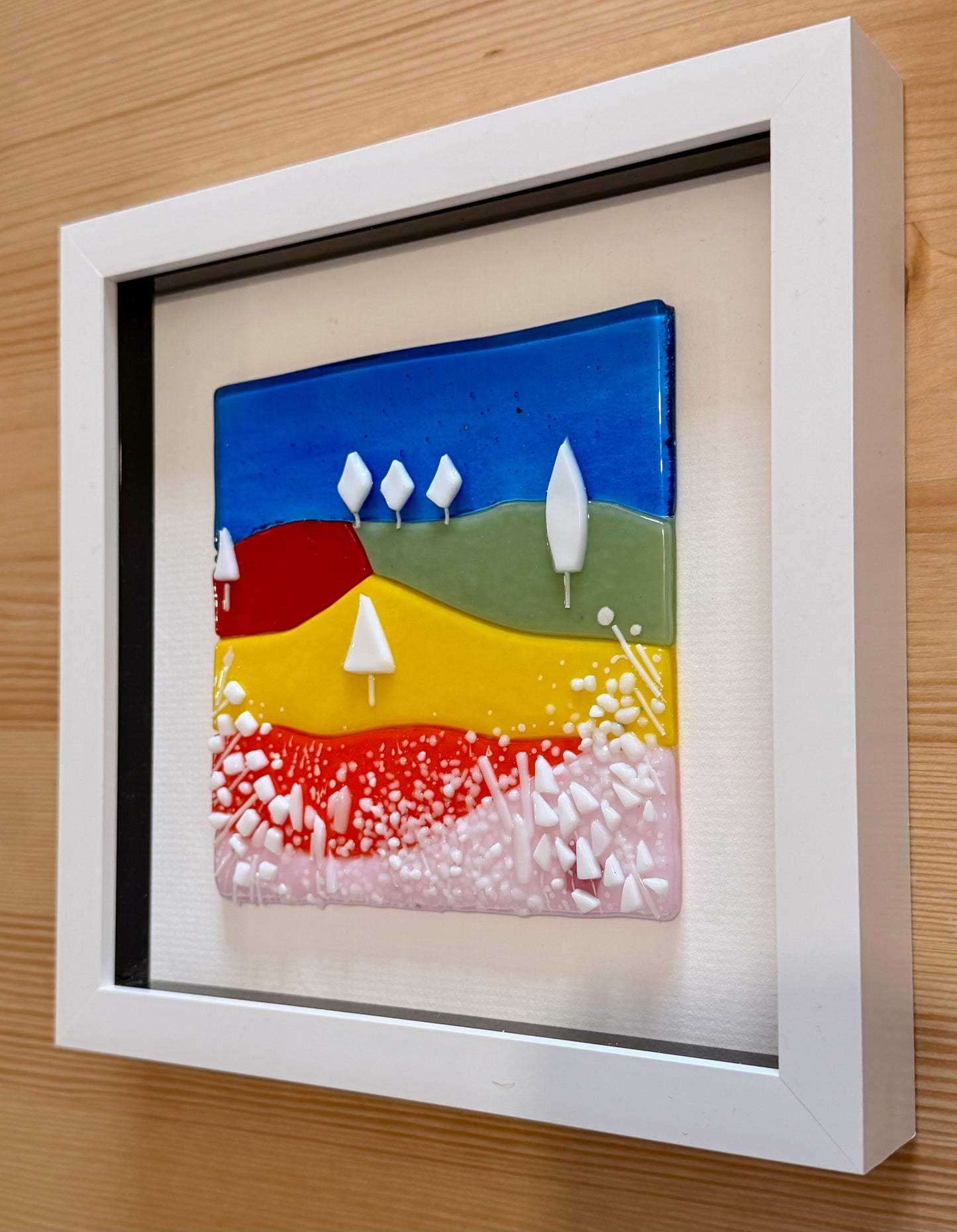 Sunset Quilt Glass Landscape Framed Art