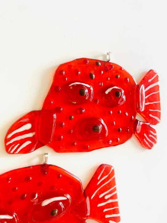 BLOWFISH ORANGE GLASS HANGER