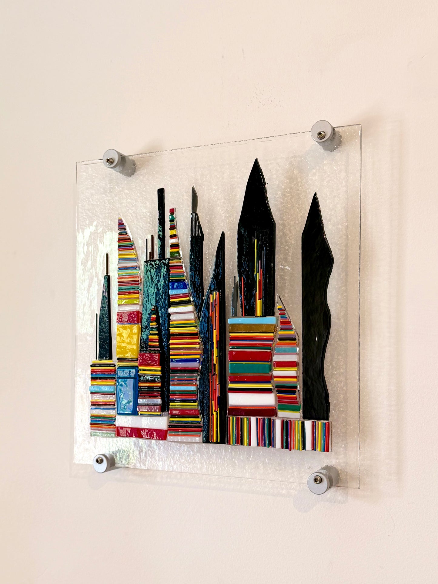 Glass Cityscape Panel Art