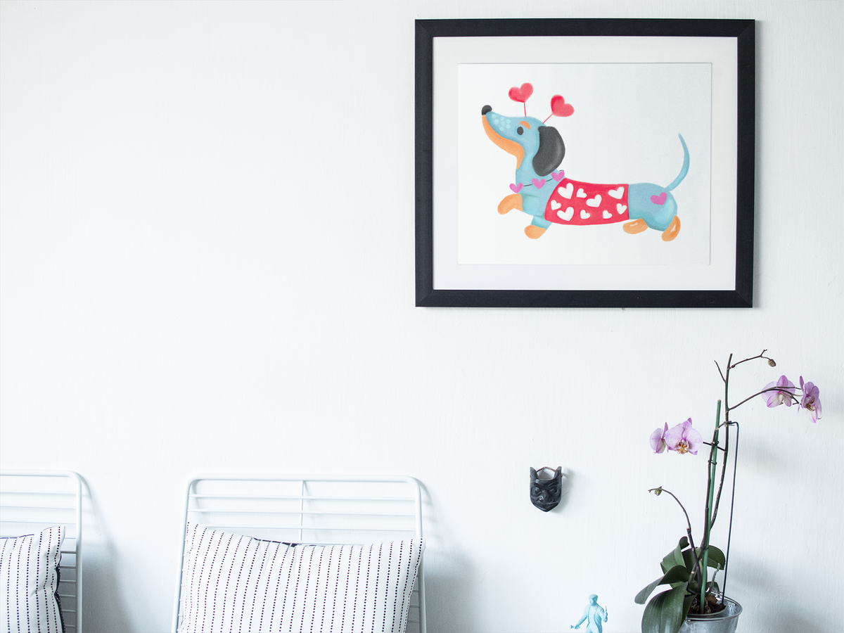 Dachshund - Sausage Dog Print - A4 Size - 8.3 x 11.7"