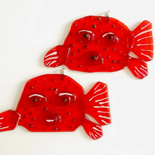 BLOWFISH ORANGE GLASS HANGER