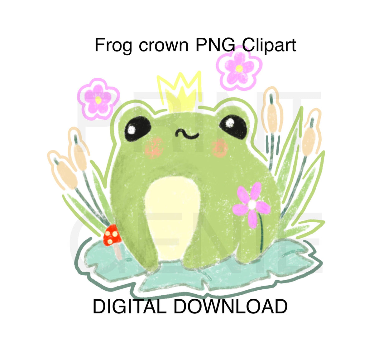 Cute Frog Prince PNG | Kawaii Frog Clipart