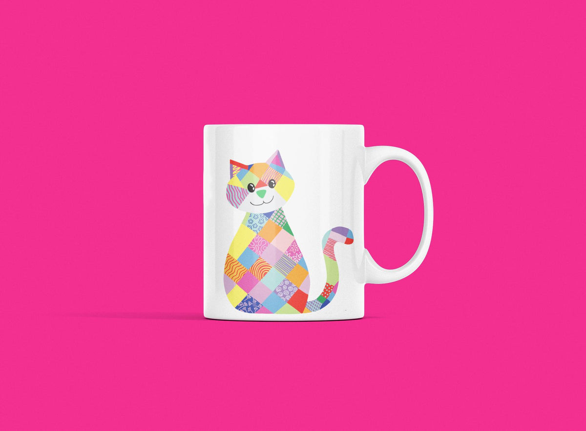 Patchwork Cat SVG PNG JPG | Colorful Cat Clipart