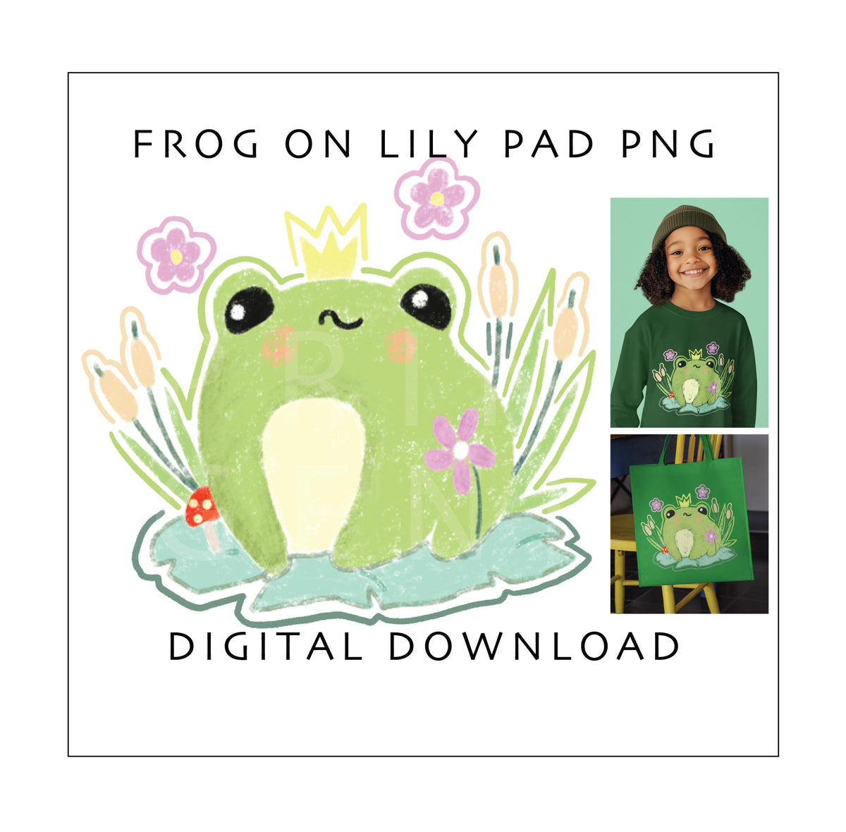 Cute Frog Prince PNG | Kawaii Frog Clipart