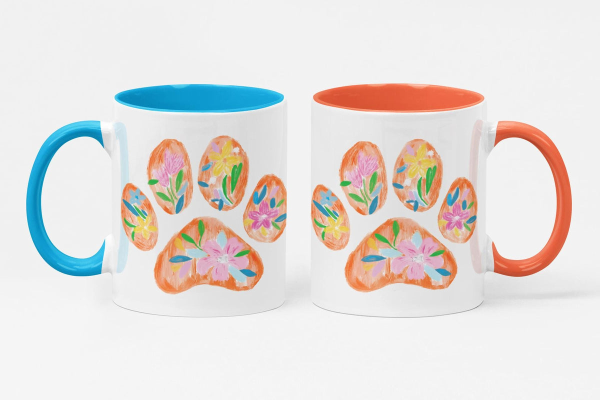 Floral Paw Print PNG | Watercolour Paw Print Clipart