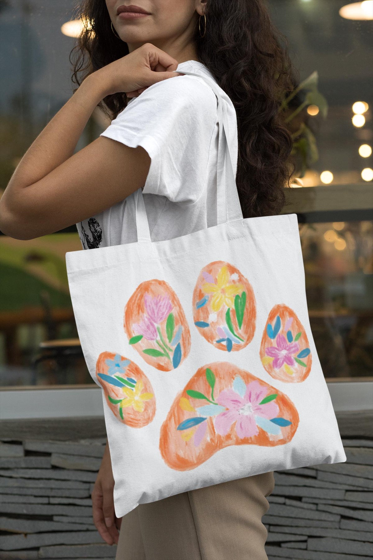 Floral Paw Print PNG | Watercolour Paw Print Clipart
