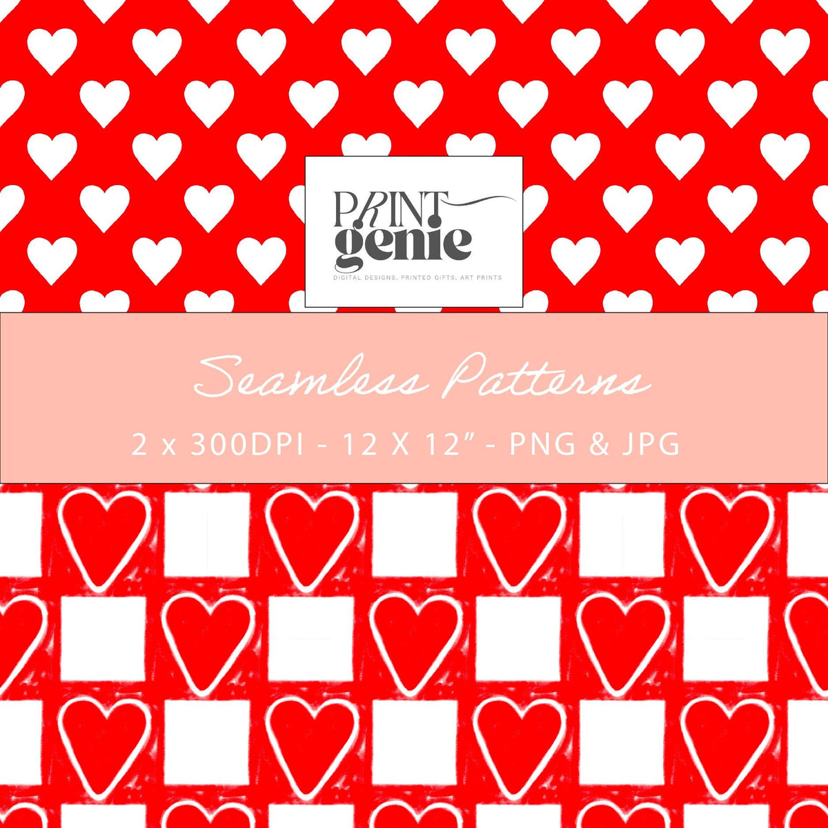 Red Heart Seamless Pattern Bundle | Valentine Digital Paper