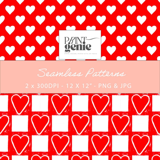 Red Heart Seamless Pattern Bundle | Valentine Digital Paper