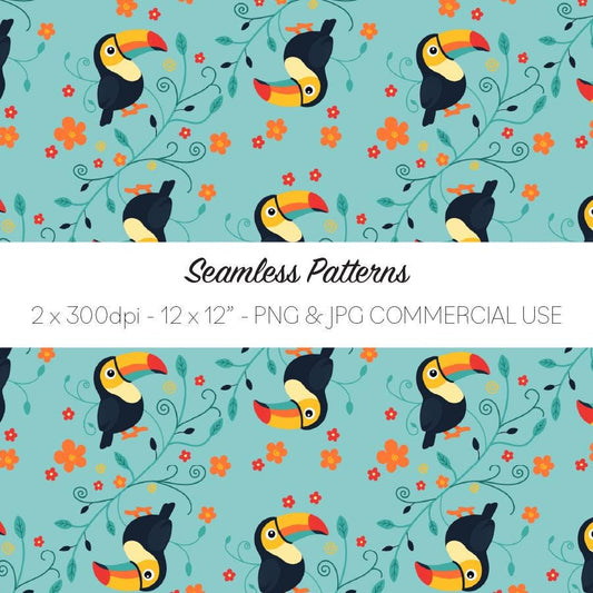 Toucan Seamless Pattern | Tropical Bird Digital Paper