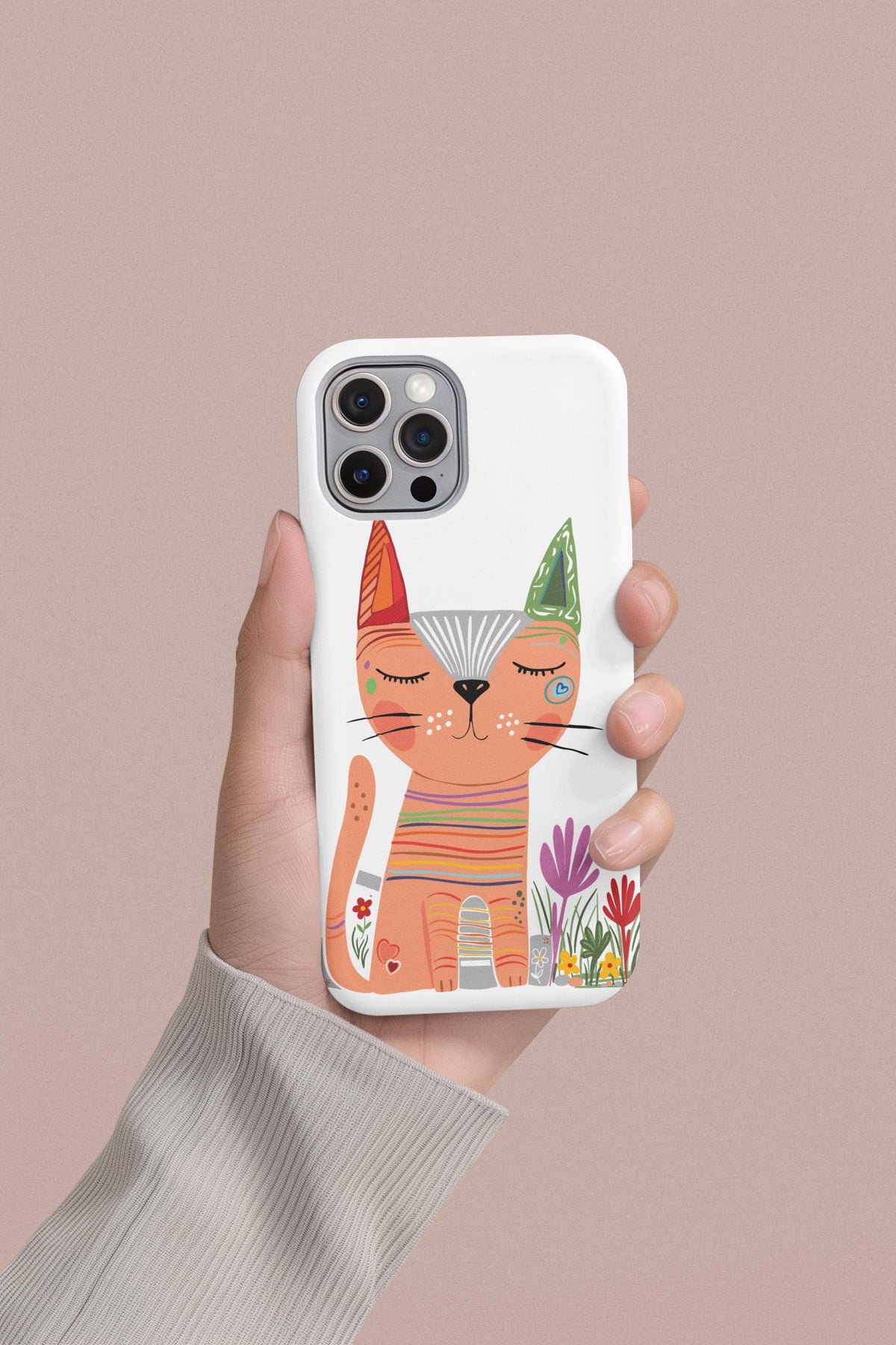 Cute Cat Clipart PNG SVG JPG, Whimsical Floral Cat Illustration