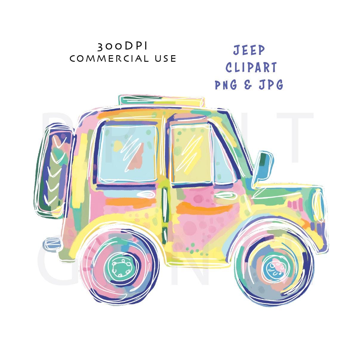 Colourful 4x4 Clipart PNG JPG, Off Road Vehicle Clipart, Adventure Car