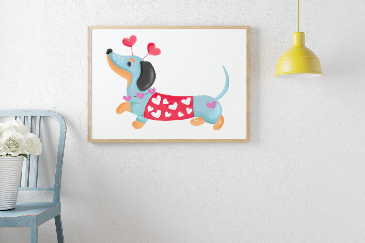 Dachshund - Sausage Dog Print - A4 Size - 8.3 x 11.7"